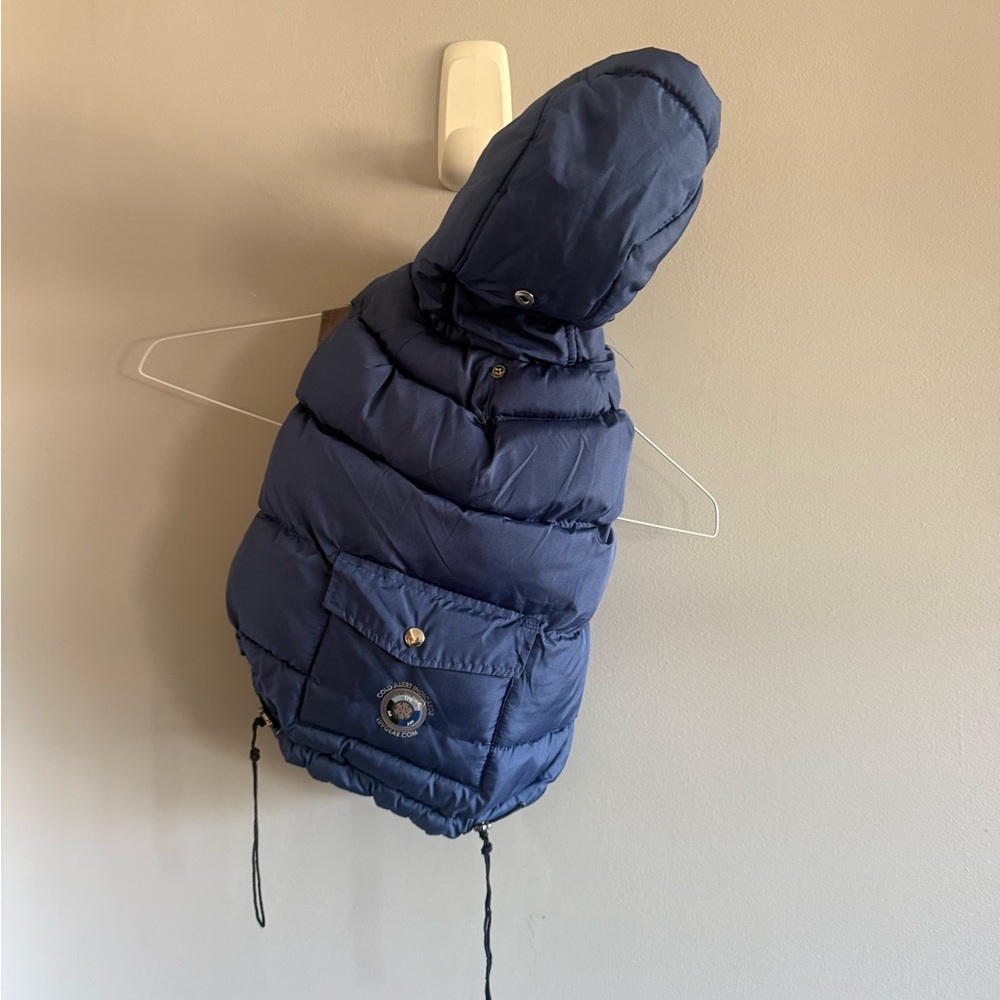 LuvGear For Pets Blue Dog Puffer Jacket Coat Size Large Cold Alert Indicator